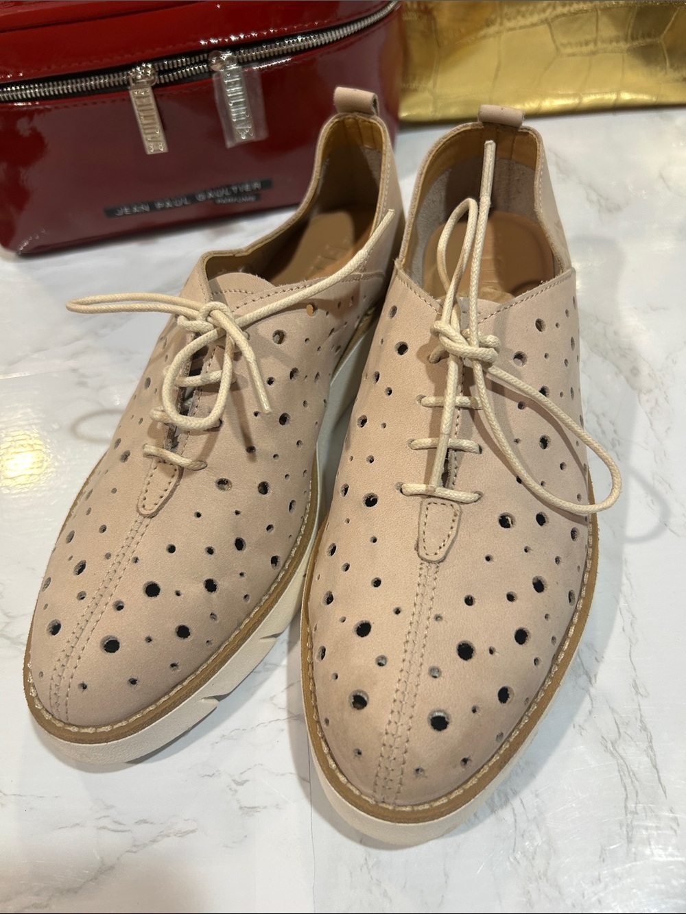 The Flexx Beige Perforated Lace-Up Casual Shoes